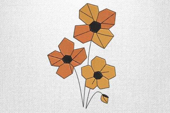 Geometric Flowers Embroidery Design