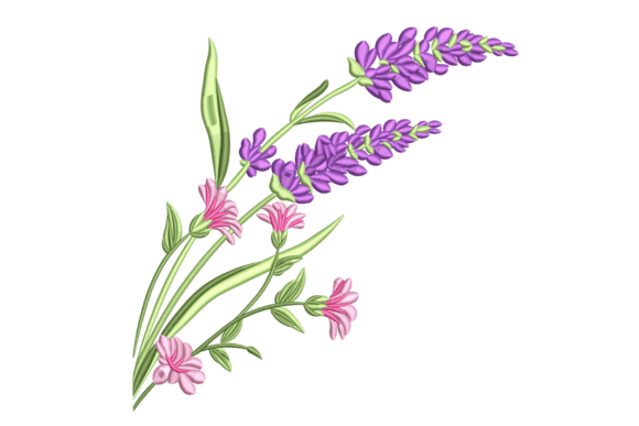 Lavender Pink Flowers: A Delicate Embroidery Design