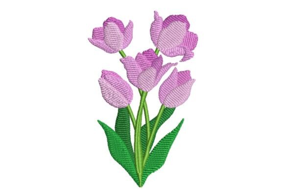 Purple Flower Bouquets Embroidery Design