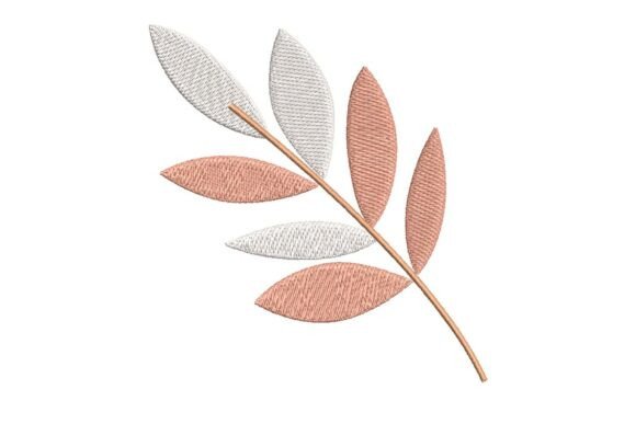 Two-Tone Leaf Branch Embroidery Design